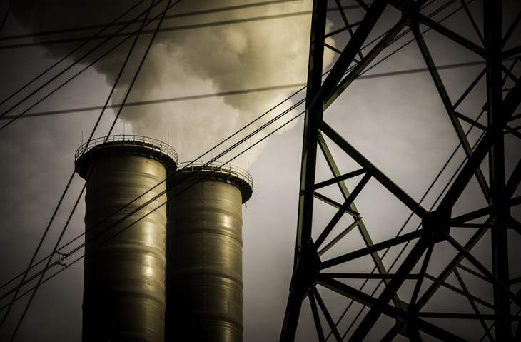 refinery smoke stacks